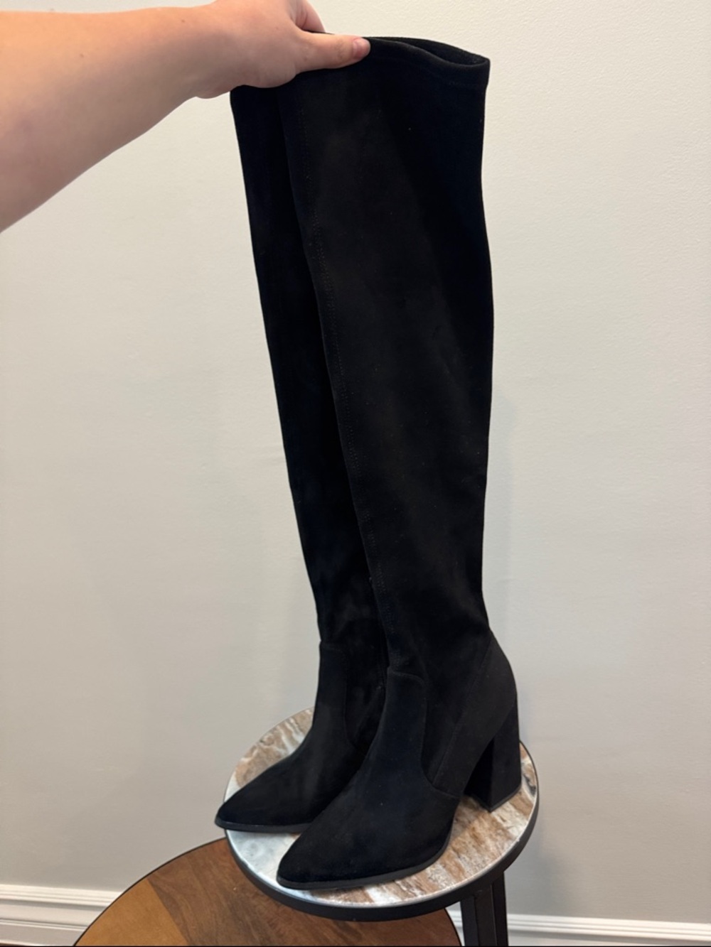 Steve Madden Black Tava Over-the-Knee Block Heel Boots